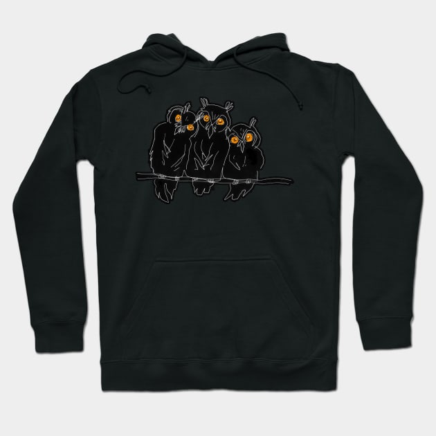 Orange-eyed owls Hoodie by vectormutt